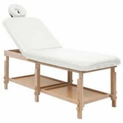 VidaXL Table de massage à 2 zones Blanc Similicuir