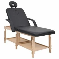 VidaXL Table de massage à 3 zones Noir Similicuir