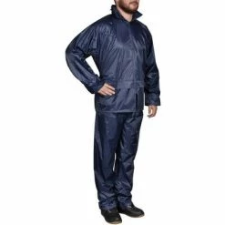 VidaXL Combinaison de pluie avec capuche 2 pcs Hommes Bleu marine M