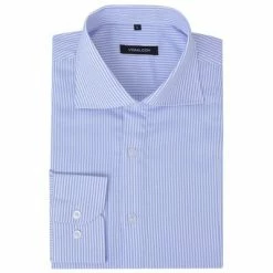 VidaXL Chemise pour hommes Blanc et bleu clair Rayée Taille S