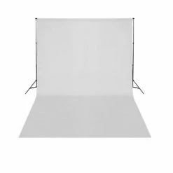 VidaXL Support de fond télescopique et toile de fond blanc 3x5 m
