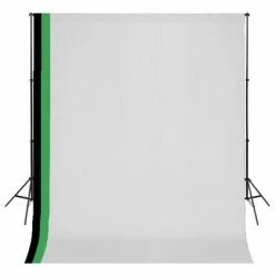 VidaXL Kit de studio photo et 3 toiles de fond réglables Coton 3x3 m