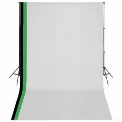 VidaXL Kit de studio photo et 3 toiles de fond réglables Coton 3x5 m