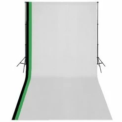 VidaXL Kit de studio photo et 3 toiles de fond réglables Coton 3x6 m