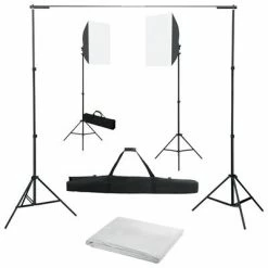VidaXL Kit de studio photo avec boîtes à lumière et toile de fond