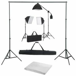 VidaXL Kit de studio photo avec boîtes à lumière et toile de fond