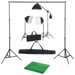 VidaXL Kit de studio photo avec boîtes à lumière et toile de fond