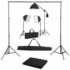 VidaXL Kit de studio photo avec boîtes à lumière et toile de fond