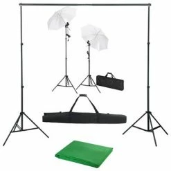 VidaXL Kit de studio photo avec toile de fond lampes et parapluies