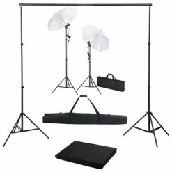 VidaXL Kit de studio photo avec toile de fond lampes et parapluies