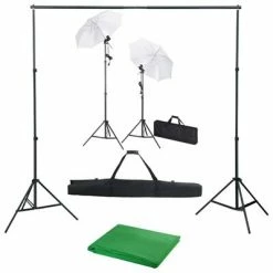 VidaXL Kit de studio photo avec toile de fond lampes et parapluies