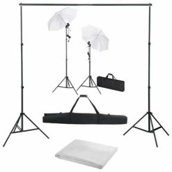 VidaXL Kit de studio photo avec toile de fond lampes et parapluies