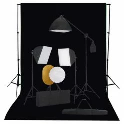 VidaXL Kit de studio photo boîte à lumière toile de fond et réflecteur