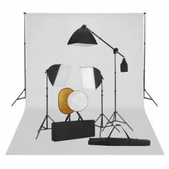 VidaXL Kit de studio photo boîte à lumière toile de fond et réflecteur