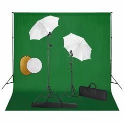 VidaXL Kit de studio photo avec lampes toile de fond et réflecteur