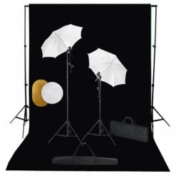 VidaXL Kit de studio photo avec lampes toile de fond et réflecteur