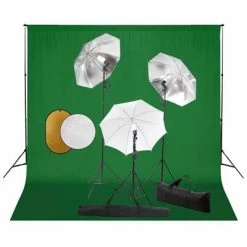 VidaXL Kit de studio photo avec lampes toile de fond et réflecteur