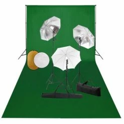 VidaXL Kit de studio photo avec lampes toile de fond et réflecteur