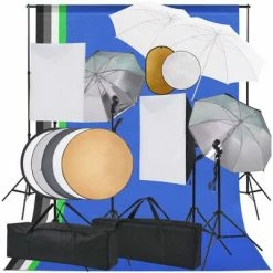VidaXL Kit de studio photo boîte à lumière toile de fond et réflecteur