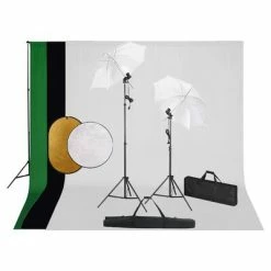 VidaXL Kit de studio photo avec lampes toile de fond et réflecteur
