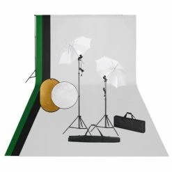 VidaXL Kit de studio photo avec lampes toile de fond et réflecteur