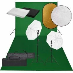 VidaXL Kit de studio photo avec éclairage toile de fond et réflecteur
