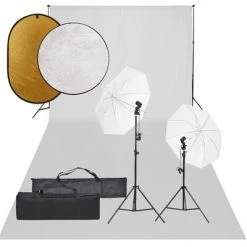 VidaXL Kit de studio photo avec éclairage toile de fond et réflecteur