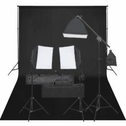 VidaXL Kit de studio photo avec éclairage et toile de fond