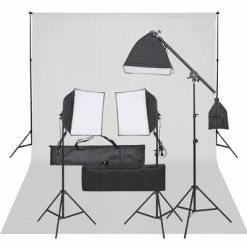 VidaXL Kit de studio photo avec éclairage et toile de fond