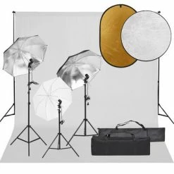 VidaXL Kit de studio photo avec éclairage toile de fond et réflecteur