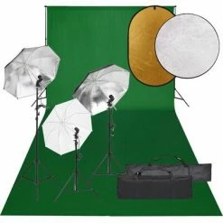 VidaXL Kit de studio photo avec éclairage toile de fond et réflecteur