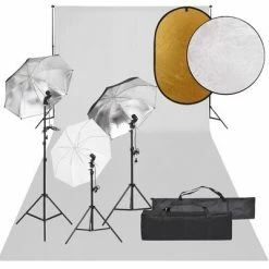 VidaXL Kit de studio photo avec éclairage toile de fond et réflecteur