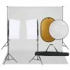 VidaXL Kit de studio photo avec éclairage toile de fond et réflecteur