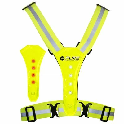 Pure2Improve Gilet de course à LED réfléchissant Jaune 1 Pure2Improve Gilet de course à LED réfléchissant Jaune