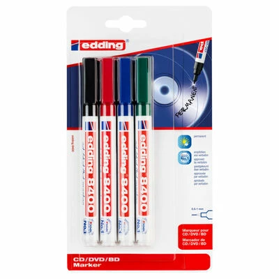 Edding Marqueurs à CD/DVD/BD 4 pcs Multicolore 8400 1 Edding Marqueurs à CD/DVD/BD 4 pcs Multicolore 8400