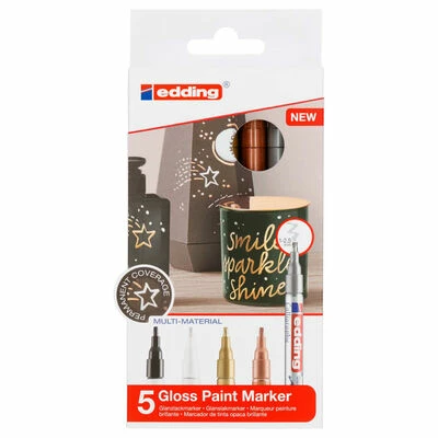 Edding Marqueurs à peinture brillante 5 pcs Multicolore 753 1 Edding Marqueurs à peinture brillante 5 pcs Multicolore 753