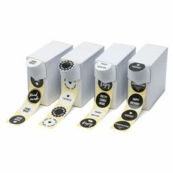 Rillprint Autocollants de cadeaux 250 pcs x 4 rouleaux Noir et blanc