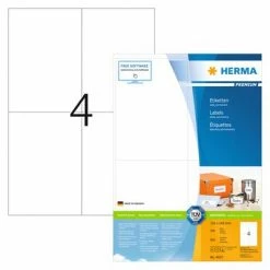 HERMA Étiquettes permanentes PREMIUM A4 105x148 mm 200 Feuilles Blanc
