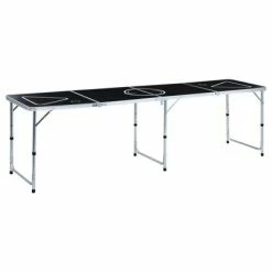 VidaXL Table de bière-pong pliable 240 cm Noir
