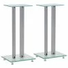 VidaXL Support haut-parleur 2pc Verre trempé Design 2 colonnes Argenté
