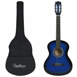 VidaXL Jeu de guitare classique d'enfant et débutant 8pcs Bleu 3/4 36"