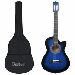 VidaXL Ensemble de guitare découpée classique 12 pcs 6 cordes Bleu 38"