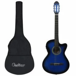 VidaXL Jeu de guitare 12pcs occidental avec égaliseur et 6 cordes Bleu