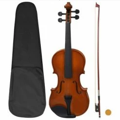 VidaXL Ensemble de violon avec archet et mentonnière Bois foncé 4/4