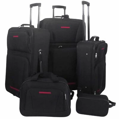 VidaXL Set de valises noires 5 pièces 1 VidaXL Set de valises noires 5 pièces
