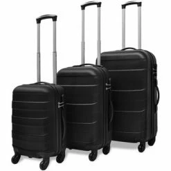 VidaXL Ensemble Valise rigide de trois pièces noir