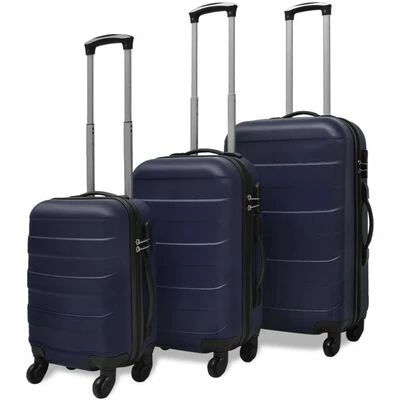 VidaXL Valise rigide 3 pièces Bleu 1 VidaXL Valise rigide 3 pièces Bleu