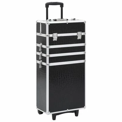 VidaXL Chariot de maquillage Aluminium Noir avec motif de crocodile 1 VidaXL Chariot de maquillage Aluminium Noir avec motif de crocodile