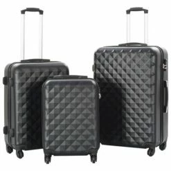 VidaXL Valise rigide 3 pcs Noir ABS