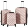 VidaXL Valise rigide 3 pcs Doré rose ABS